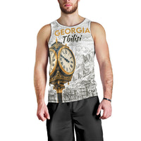 Georgia Tbilisi Clock Tower Men Tank Top Kartlis Deda Vintage Sketch Style