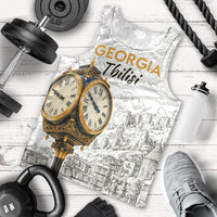 Georgia Tbilisi Clock Tower Men Tank Top Kartlis Deda Vintage Sketch Style