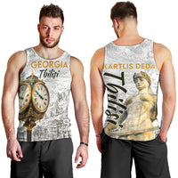 Georgia Tbilisi Clock Tower Men Tank Top Kartlis Deda Vintage Sketch Style