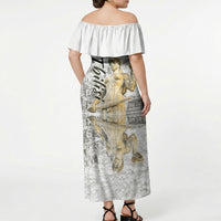 Georgia Tbilisi Clock Tower Off Shoulder Maxi Dress Kartlis Deda Vintage Sketch Style