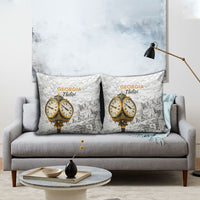 Georgia Tbilisi Clock Tower Pillow Cover Kartlis Deda Vintage Sketch Style
