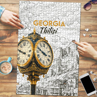 Georgia Tbilisi Clock Tower Puzzle Kartlis Deda Vintage Sketch Style