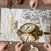 Georgia Tbilisi Clock Tower Puzzle Kartlis Deda Vintage Sketch Style