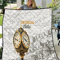 Georgia Tbilisi Clock Tower Quilt Kartlis Deda Vintage Sketch Style