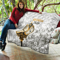 Georgia Tbilisi Clock Tower Quilt Kartlis Deda Vintage Sketch Style
