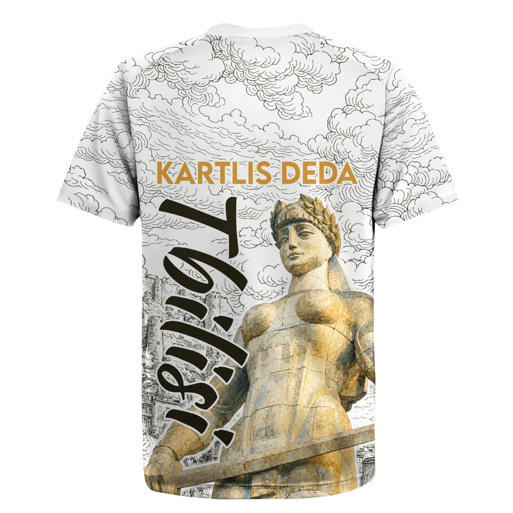 Georgia Tbilisi Clock Tower Rugby Jersey Kartlis Deda Vintage Sketch Style
