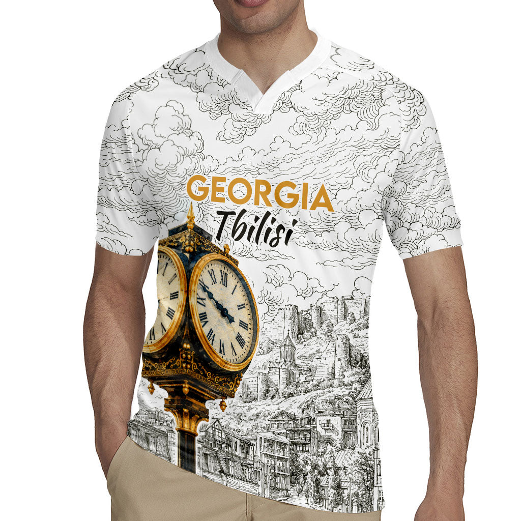 Georgia Tbilisi Clock Tower Rugby Jersey Kartlis Deda Vintage Sketch Style