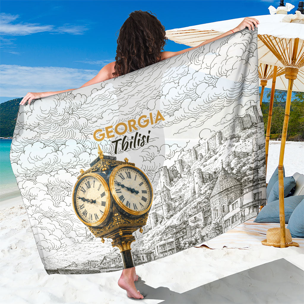 Georgia Tbilisi Clock Tower Sarong Kartlis Deda Vintage Sketch Style