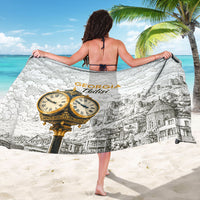Georgia Tbilisi Clock Tower Sarong Kartlis Deda Vintage Sketch Style