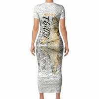 Georgia Tbilisi Clock Tower Short Sleeve Bodycon Dress Kartlis Deda Vintage Sketch Style