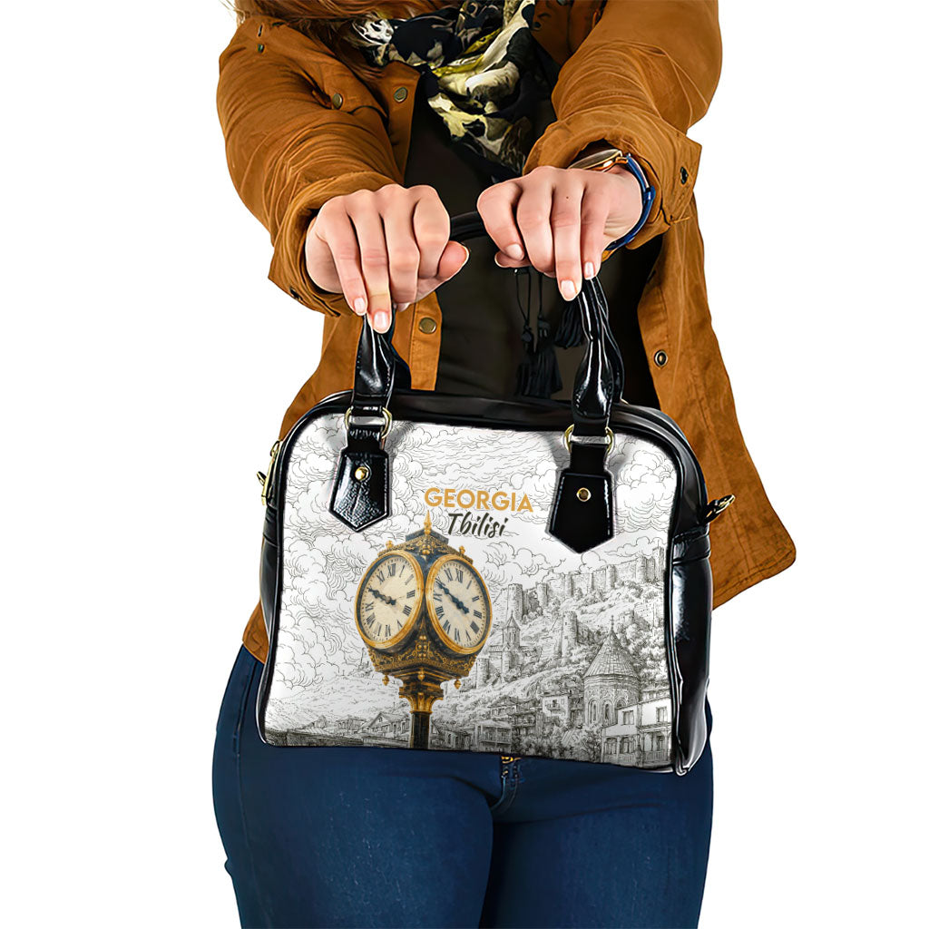 Georgia Tbilisi Clock Tower Shoulder Handbag Kartlis Deda Vintage Sketch Style