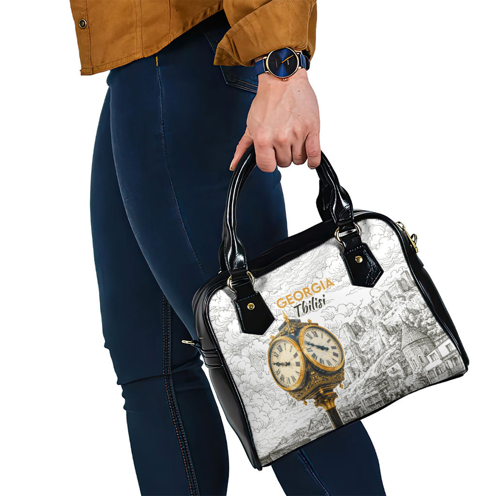 Georgia Tbilisi Clock Tower Shoulder Handbag Kartlis Deda Vintage Sketch Style