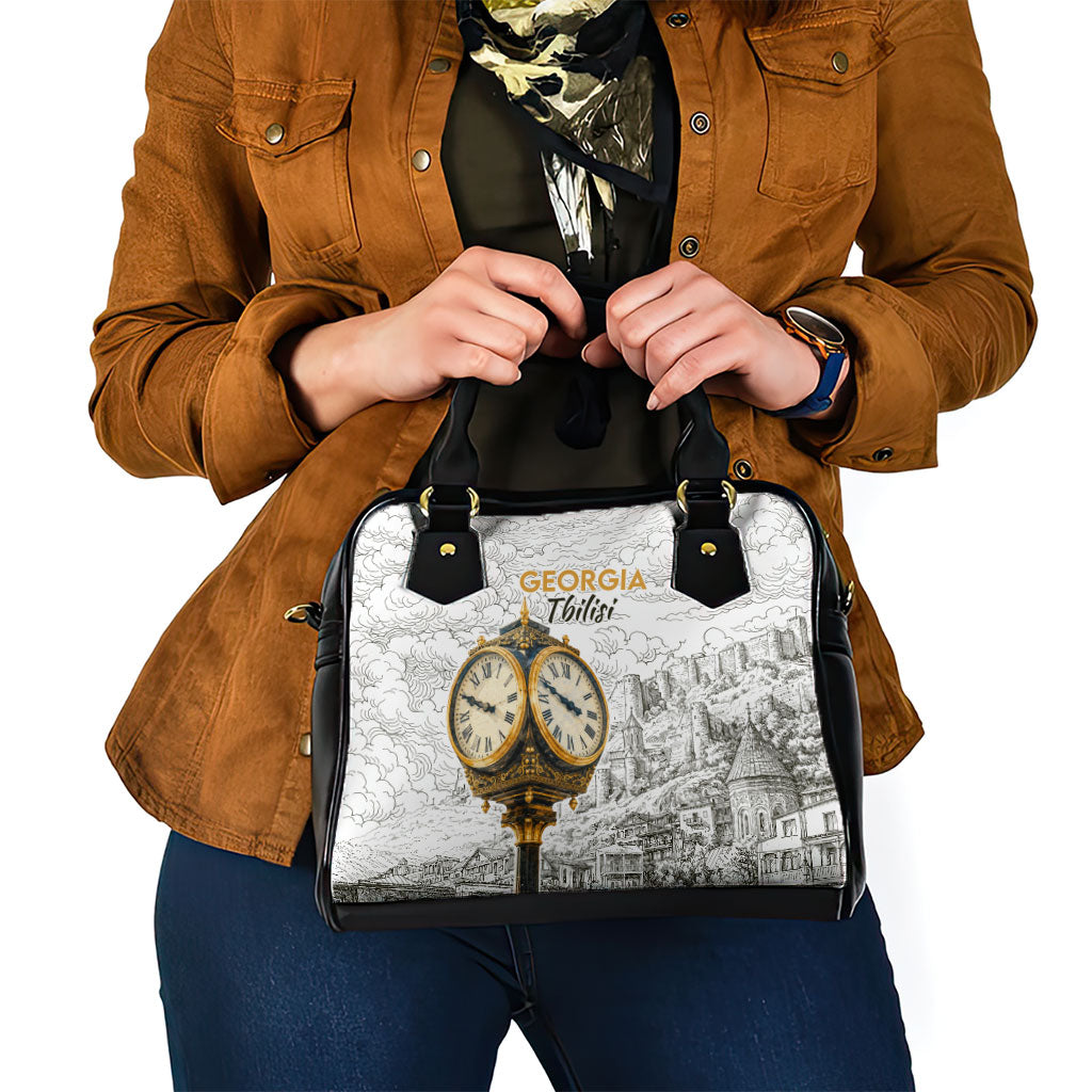 Georgia Tbilisi Clock Tower Shoulder Handbag Kartlis Deda Vintage Sketch Style