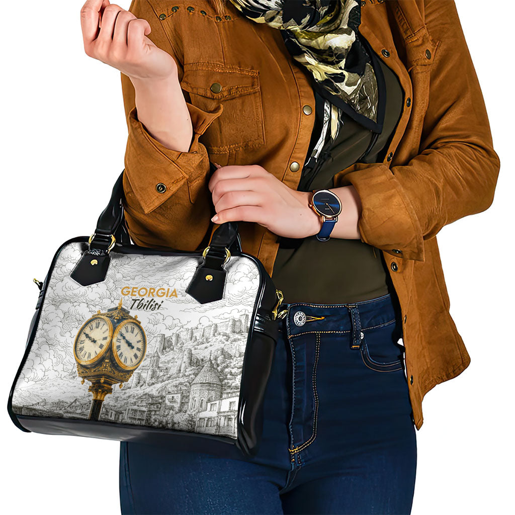Georgia Tbilisi Clock Tower Shoulder Handbag Kartlis Deda Vintage Sketch Style
