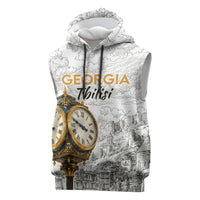 Georgia Tbilisi Clock Tower Sleeveless Hoodie Kartlis Deda Vintage Sketch Style