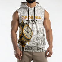 Georgia Tbilisi Clock Tower Sleeveless Hoodie Kartlis Deda Vintage Sketch Style