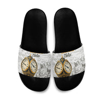Georgia Tbilisi Clock Tower Slide Sandals Kartlis Deda Vintage Sketch Style