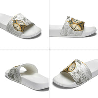 Georgia Tbilisi Clock Tower Slide Sandals Kartlis Deda Vintage Sketch Style