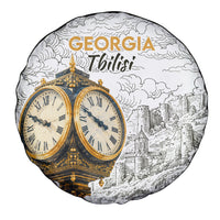 Georgia Tbilisi Clock Tower Spare Tire Cover Kartlis Deda Vintage Sketch Style