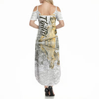 Georgia Tbilisi Clock Tower Summer Maxi Dress Kartlis Deda Vintage Sketch Style