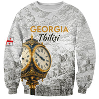 Georgia Tbilisi Clock Tower Sweatshirt Kartlis Deda Vintage Sketch Style