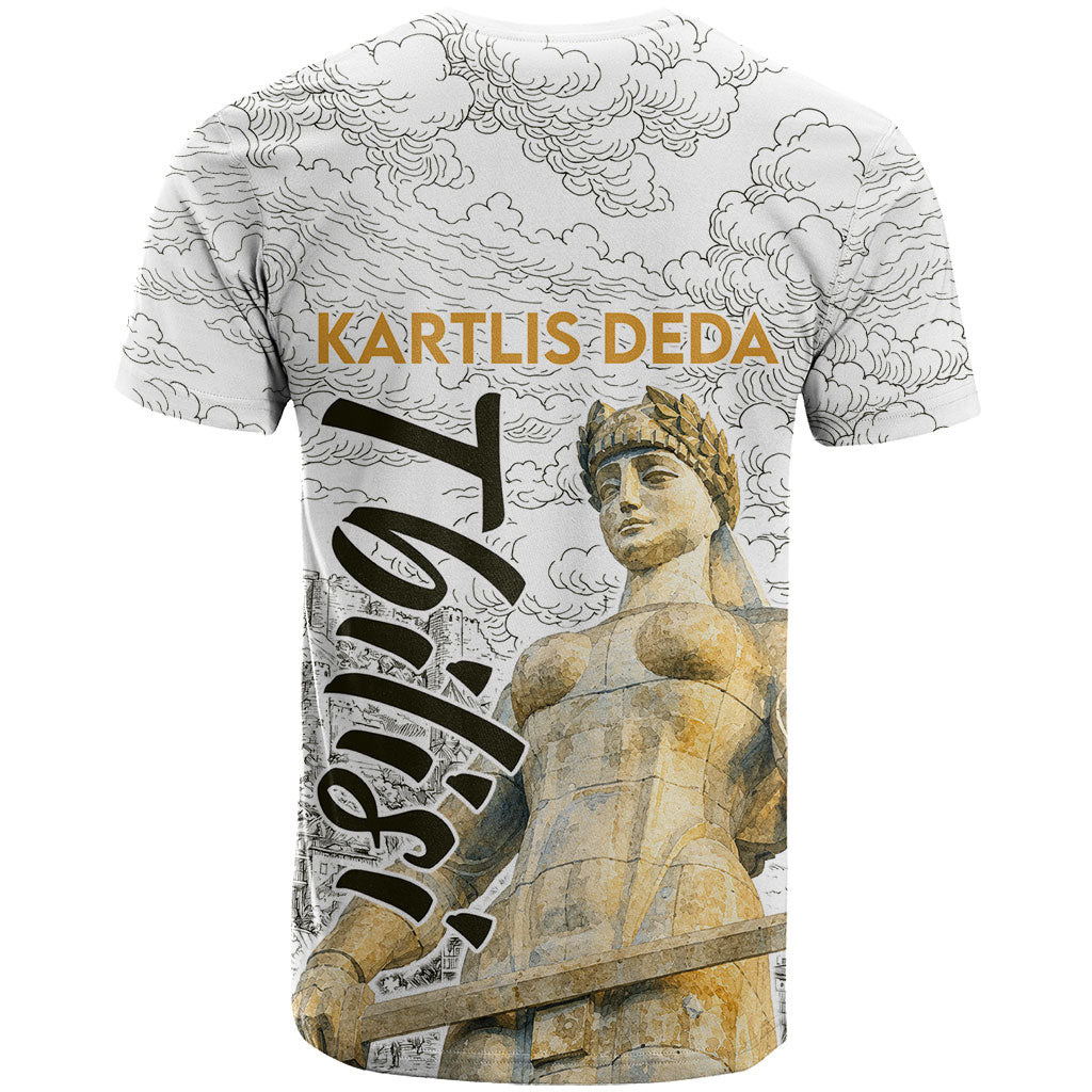 Georgia Tbilisi Clock Tower T Shirt Kartlis Deda Vintage Sketch Style