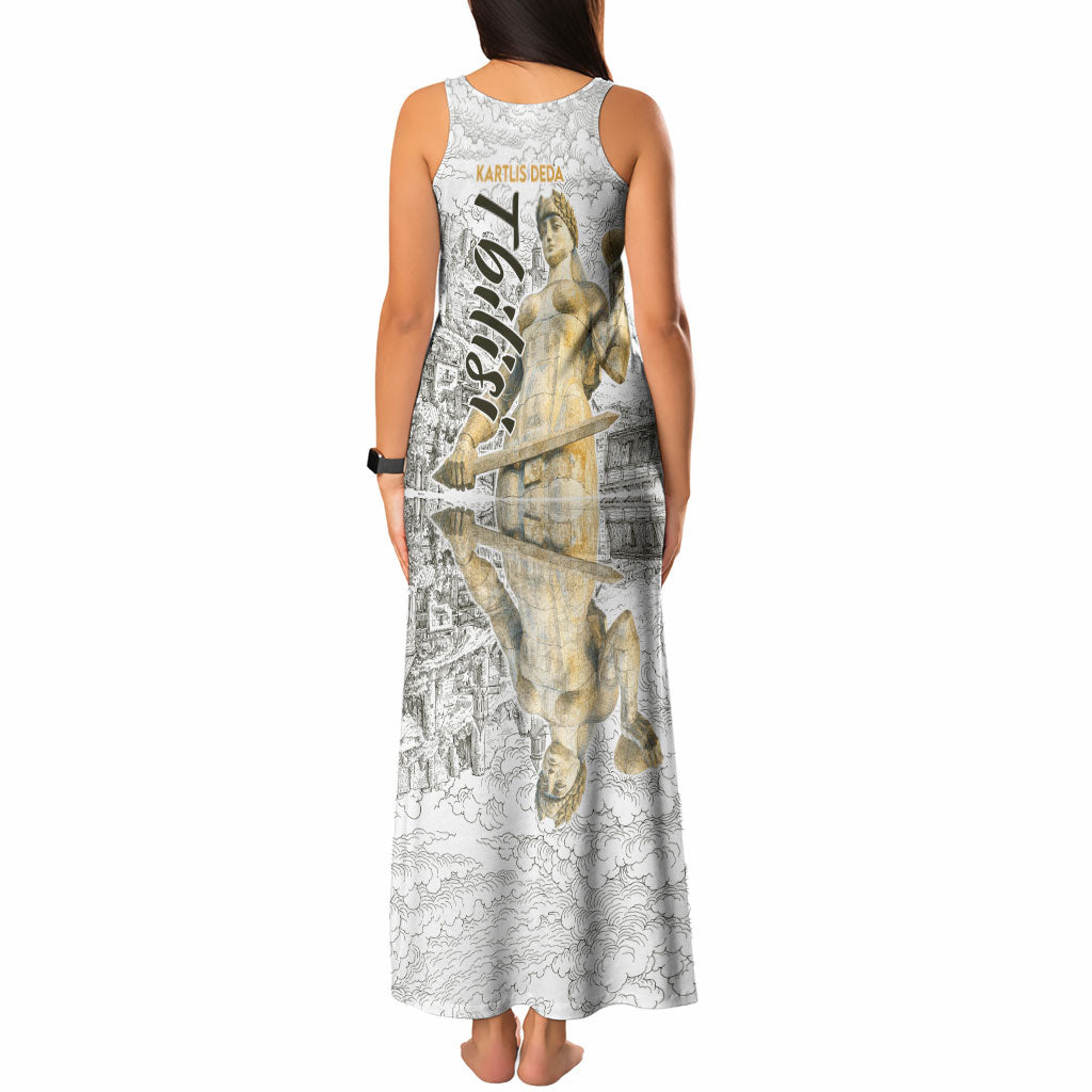 Georgia Tbilisi Clock Tower Tank Maxi Dress Kartlis Deda Vintage Sketch Style
