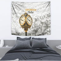 Georgia Tbilisi Clock Tower Tapestry Kartlis Deda Vintage Sketch Style