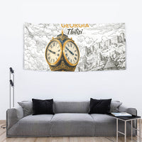 Georgia Tbilisi Clock Tower Tapestry Kartlis Deda Vintage Sketch Style