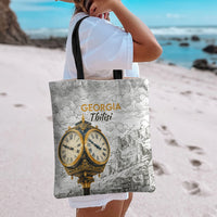 Georgia Tbilisi Clock Tower Tote Bag Kartlis Deda Vintage Sketch Style