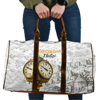Georgia Tbilisi Clock Tower Travel Bag Kartlis Deda Vintage Sketch Style