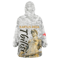 Georgia Tbilisi Clock Tower Wearable Blanket Hoodie Kartlis Deda Vintage Sketch Style