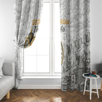 Georgia Tbilisi Clock Tower Window Curtain Kartlis Deda Vintage Sketch Style