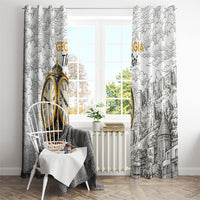 Georgia Tbilisi Clock Tower Window Curtain Kartlis Deda Vintage Sketch Style