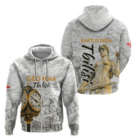 Georgia Tbilisi Clock Tower Zip Hoodie Kartlis Deda Vintage Sketch Style