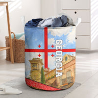 Georgia National Flag Laundry Basket Tbilisi Clock Tower Heritage Sky Art