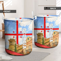 Georgia National Flag Laundry Basket Tbilisi Clock Tower Heritage Sky Art