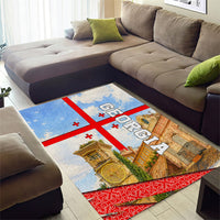 Georgia National Flag Area Rug Tbilisi Clock Tower Heritage Sky Art