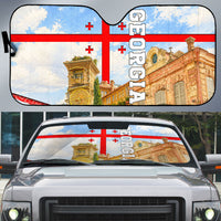 Georgia National Flag Auto Sun Shade Tbilisi Clock Tower Heritage Sky Art