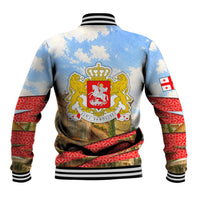 Georgia National Flag Baseball Jacket Tbilisi Clock Tower Heritage Sky Art