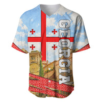 Georgia National Flag Baseball Jersey Tbilisi Clock Tower Heritage Sky Art