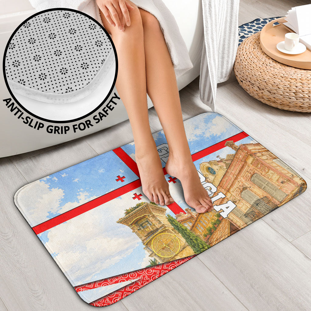 Georgia National Flag Bathroom Set Tbilisi Clock Tower Heritage Sky Art