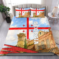 Georgia National Flag Bedding Set Tbilisi Clock Tower Heritage Sky Art