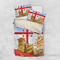 Georgia National Flag Bedding Set Tbilisi Clock Tower Heritage Sky Art