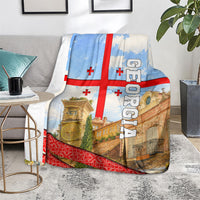 Georgia National Flag Blanket Tbilisi Clock Tower Heritage Sky Art