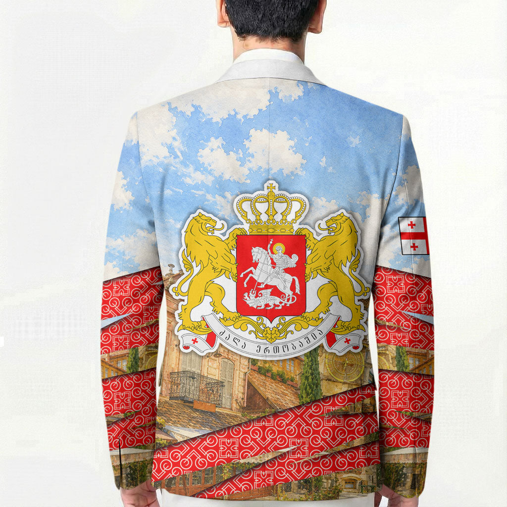 Georgia National Flag Blazer Tbilisi Clock Tower Heritage Sky Art
