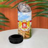 Georgia National Flag 4 in 1 Can Cooler Tumbler Tbilisi Clock Tower Heritage Sky Art