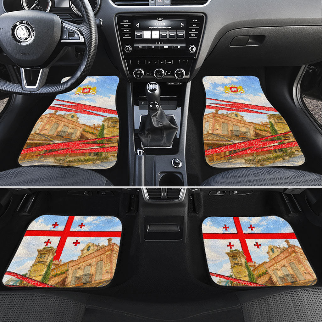 Georgia National Flag Car Mats Tbilisi Clock Tower Heritage Sky Art