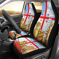 Georgia National Flag Car Seat Cover Tbilisi Clock Tower Heritage Sky Art
