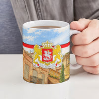 Georgia National Flag Ceramic Mug Tbilisi Clock Tower Heritage Sky Art